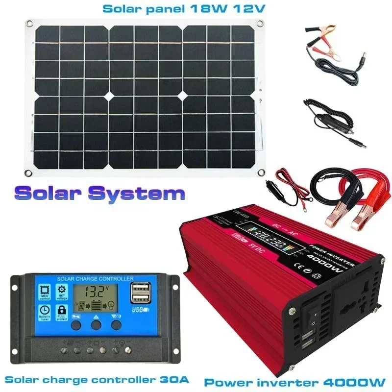 

Car Power Inverter Converter Adapter,LCD Display Voltage Sine Wave Transformer,Modified Solar Panel System4000W,12V to 110V,220V