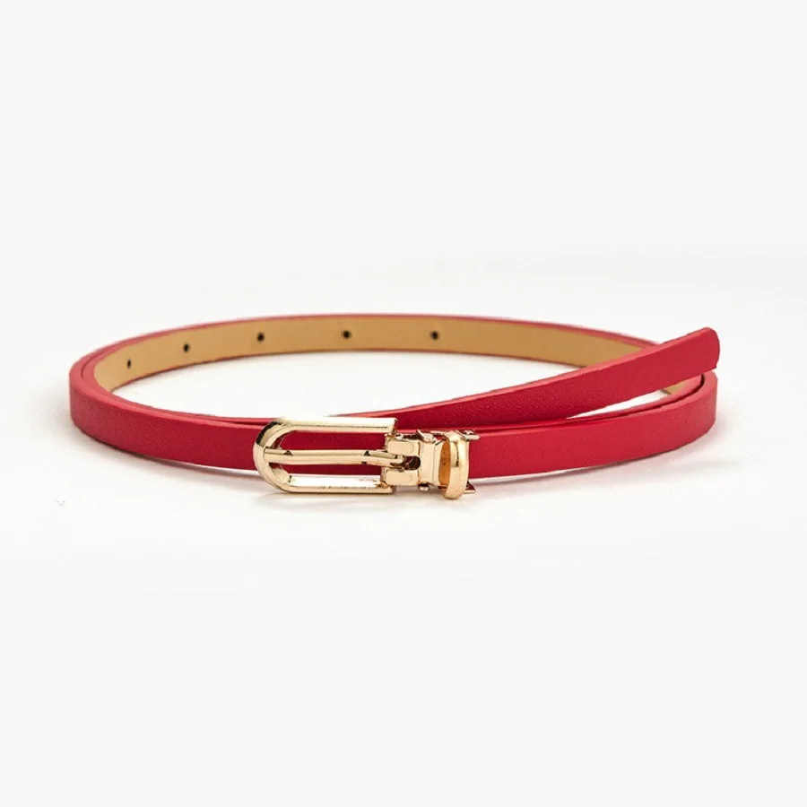 Women's Simple Solid Color PU Leather Thin Belt