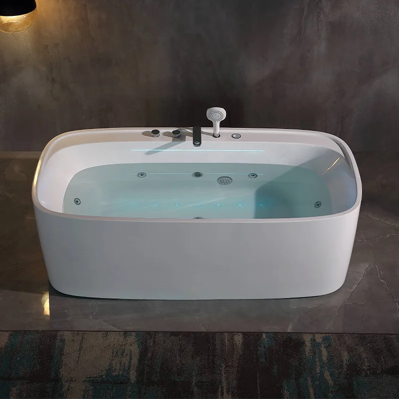 Seamless One-Piece Acrylic Massage Bathtub, Jetted Spa for Small Home Hotel, 1-Piece Design, Compact Size, Durable and Stylish