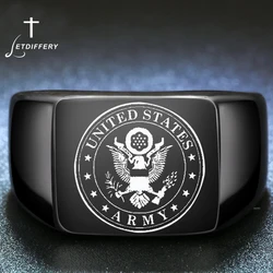 Letdiffery Stainless Steel US Army Military Veteran Ring For Men Cool Jewelry Custom Engrave Singet Ring Drop Shipping