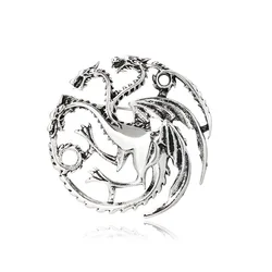 Vintage Baroque Three Headed Dragon Brooches For Women Man Unisex Metal Electroplating Silver Color Casual Office Brooch Pins