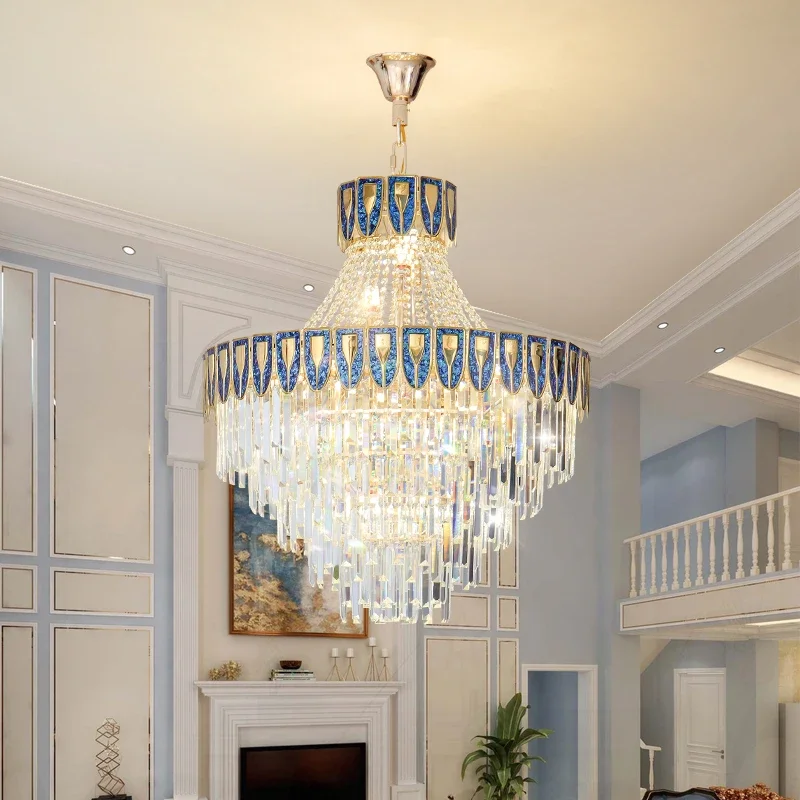 Duplex Building Light Luxury Crystal Chandelier Luxurious Atmosphere High-End Modern Living Room Main Light Villa Light Fixtures