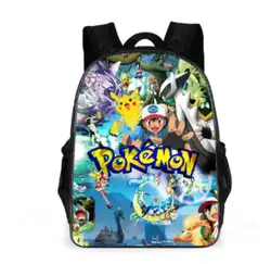 Mochila escolar Pokémon para crianças, mochila de resina fofa para meninos e meninas, mochila de desenhos animados para crianças de 16