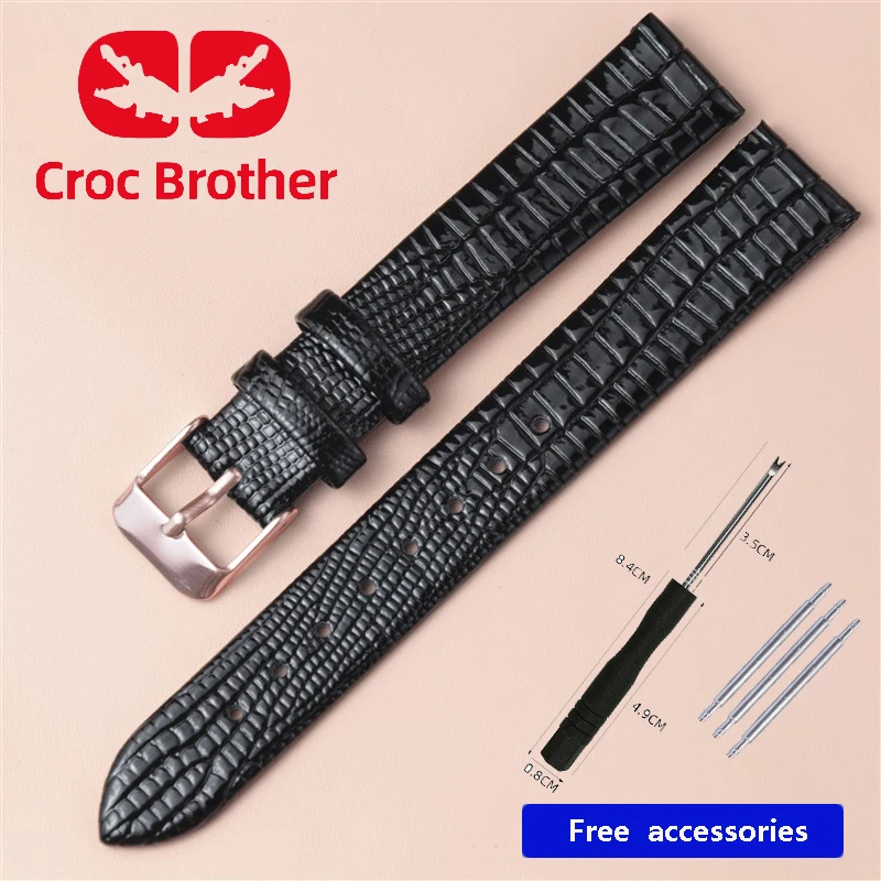 Lizard Grain Slim Leather Watch strap 8mm 10mm 12mm 14mm 16mm For Women Watch Accessories High Quality Lizard lines Watchband