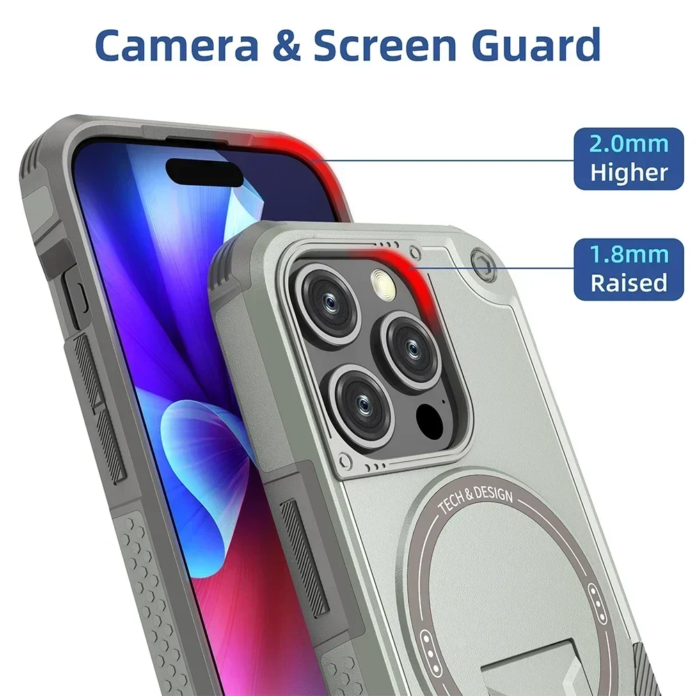 Funda Magnética Magsafe para iPhone 17 Air 16 15 Plus 14 13 12 Pro Max con Correa de Muñeca y Soporte Invisible