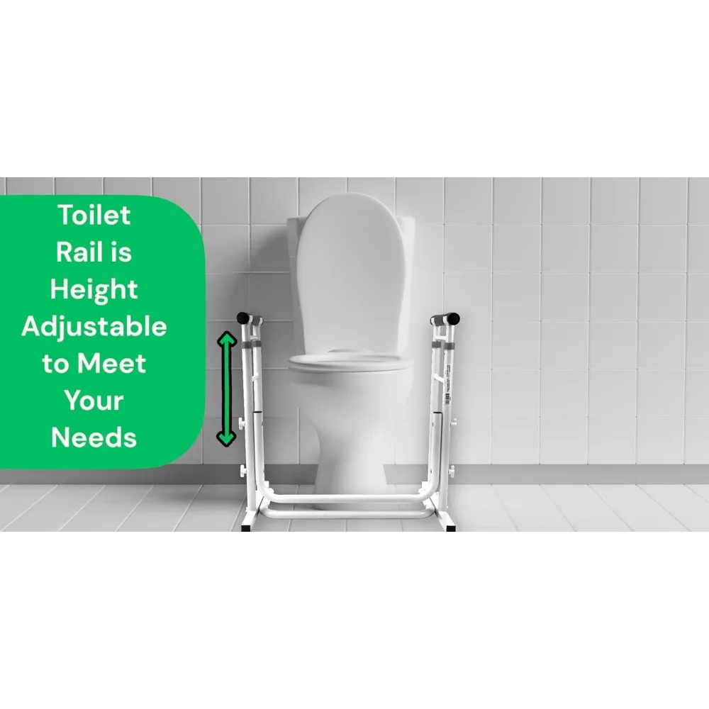 حاجز أمان للمرحاض قابل للتعديل مع مقابض إسفنجية لدعم المسنين وآمن الحمام #2