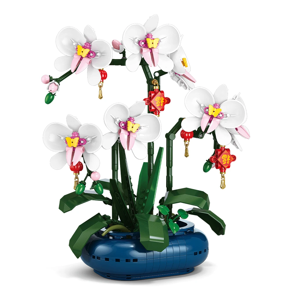 City Creativity Flower Bouquet Plum Blossom Bonsai Potted Plant Building Blocks Model Home Decoration Toy For Kids Gift﻿ view 6