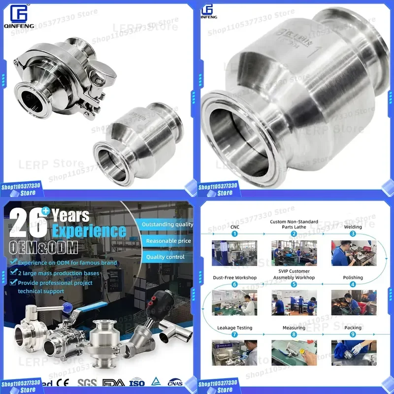 Sanitary Check Valve Tri Clamp Fitting SS304 SS316L Stainless Steel 3/4
