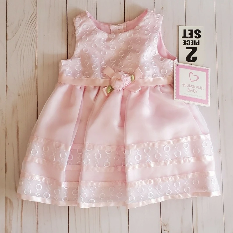 Baby Girl Dress Size 6-9 Months Pink 2pc NEW