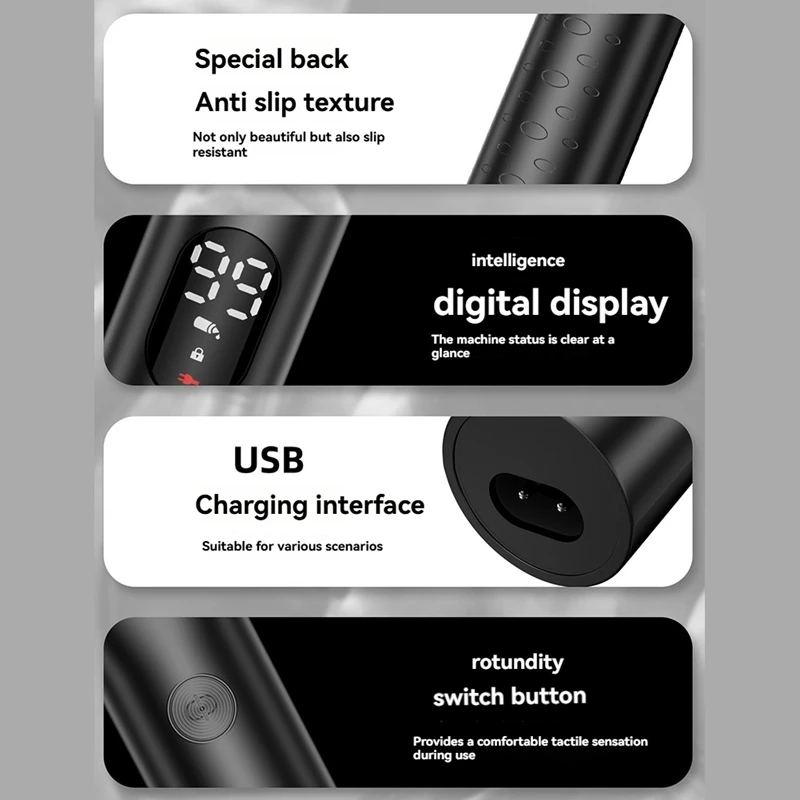 ผู้ชายผมTrimmer USBชาร์จสมาร์ทหน้าจอพร้อมใบมีดเหมาะสําหรับหน้าอกขาหนีบผมCare