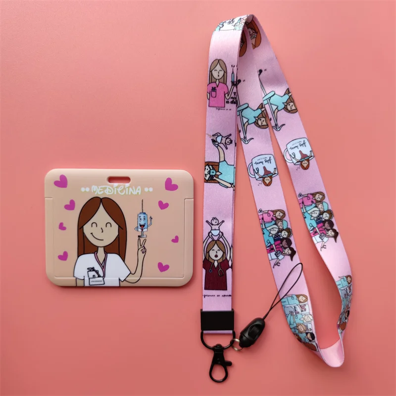 Arzt, Krankenschwester, horizontale Damen-Lanyards, Ausweishalter, Ausweishalter, zum Aufhängen von Seil, Lanyard, amüsantes Kartenetui, einziehbarer Clip – Detail 15