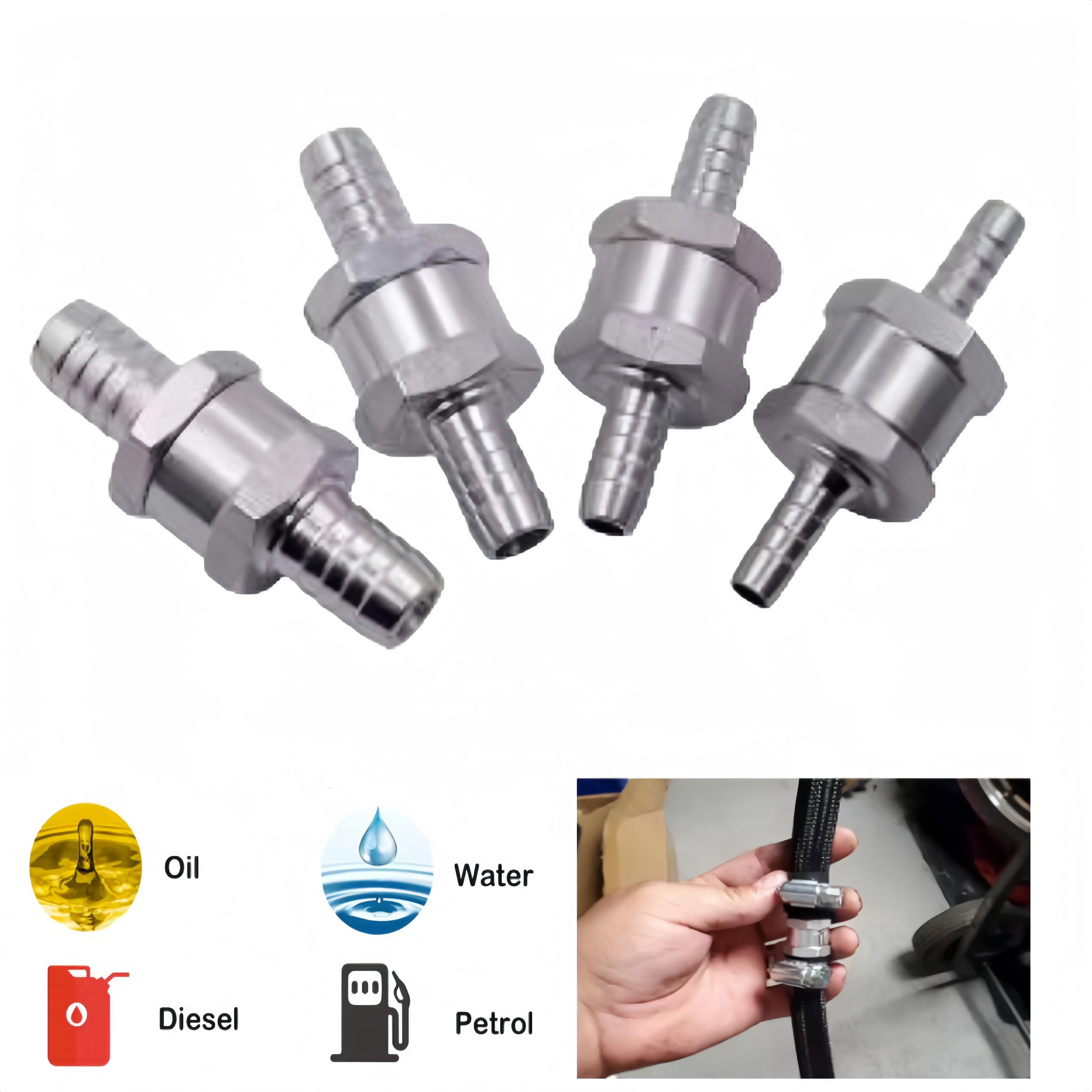 

Универсальный обратный клапан для топлива, алюминиевый сплав 6 мм, 8 мм, 10 мм для Peugeot Renault, морской мотоцикл, бензин, дизель