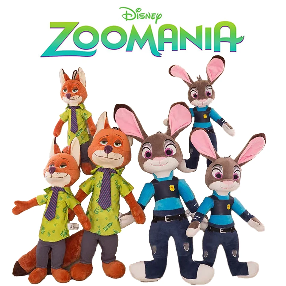 Figurka Disney Zootopia Nick Wilde Judy Hopps Kreskówka Urocza Zabawka 40-50 cm Model Lalki Prezent Urodzinowy Świąteczny dla Dzieci Przyjaciół