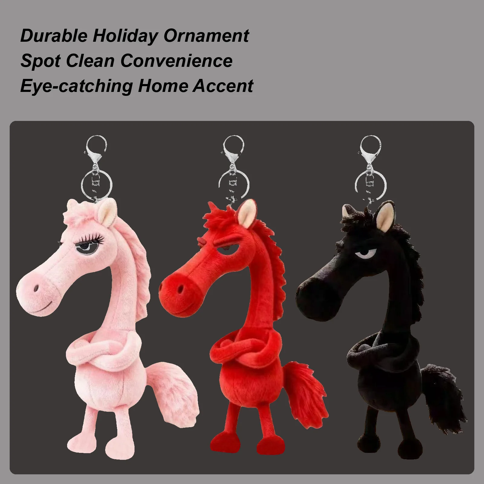 Niedlicher Schlüsselanhänger 2026 Plüsch-Pferdetaschen-Charm, kleiner gefüllter Schlüsselanhänger, Anhänger für Rucksack, Geldbörse, Gepäck, Rückspiegel, Telefon