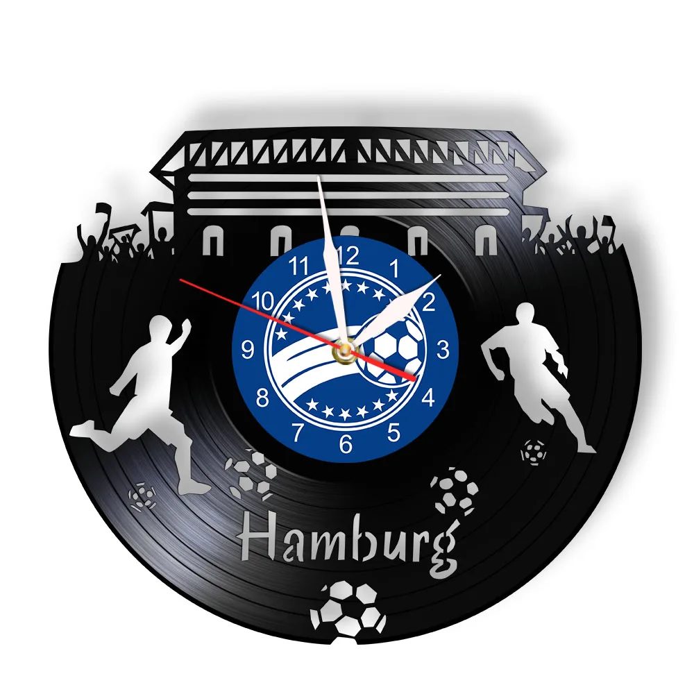 

Hamburg Cityscape Vinyl Record Wall Clock Germany Skyline Retro Home Decor Fans Celebration Laser Cut Music Longplay Wall Watch