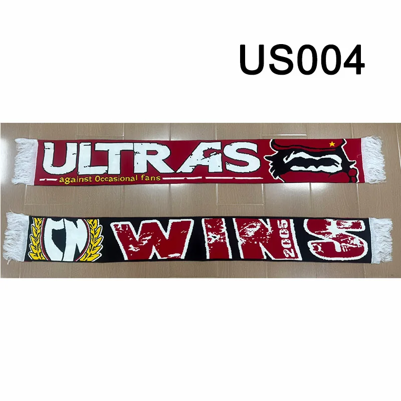 145*20 cm Size Ultras Wins 2005 Ultras Spirit Elastic Scarf for Fans Double-faced Knitted US004