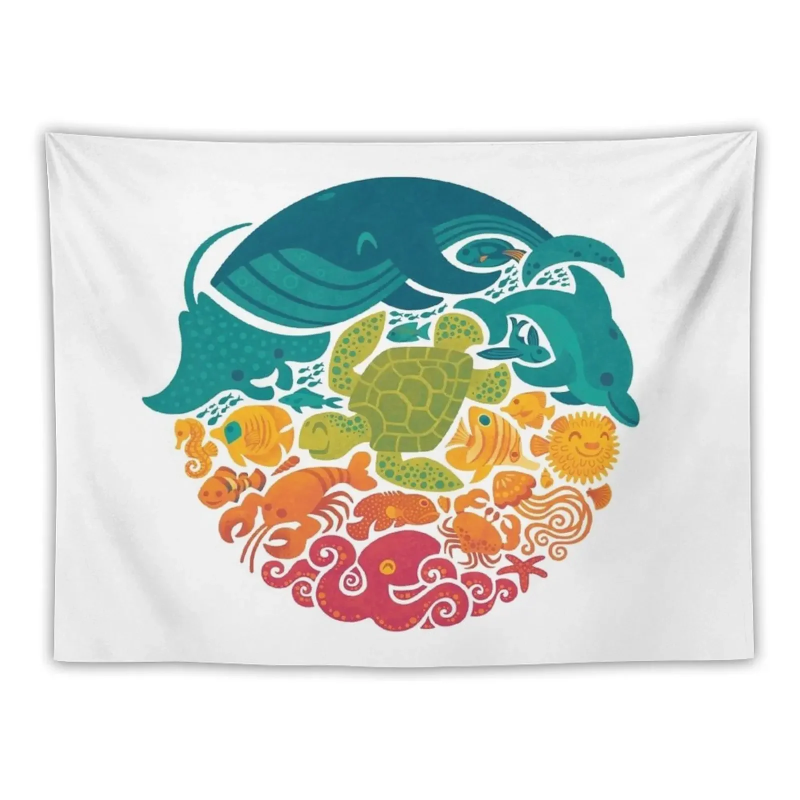 Aquatic Rainbow (white) Tapestry Room Decoration Aesthetic Aesthetic Room Decors Room Ornaments Wall Deco Tapestry