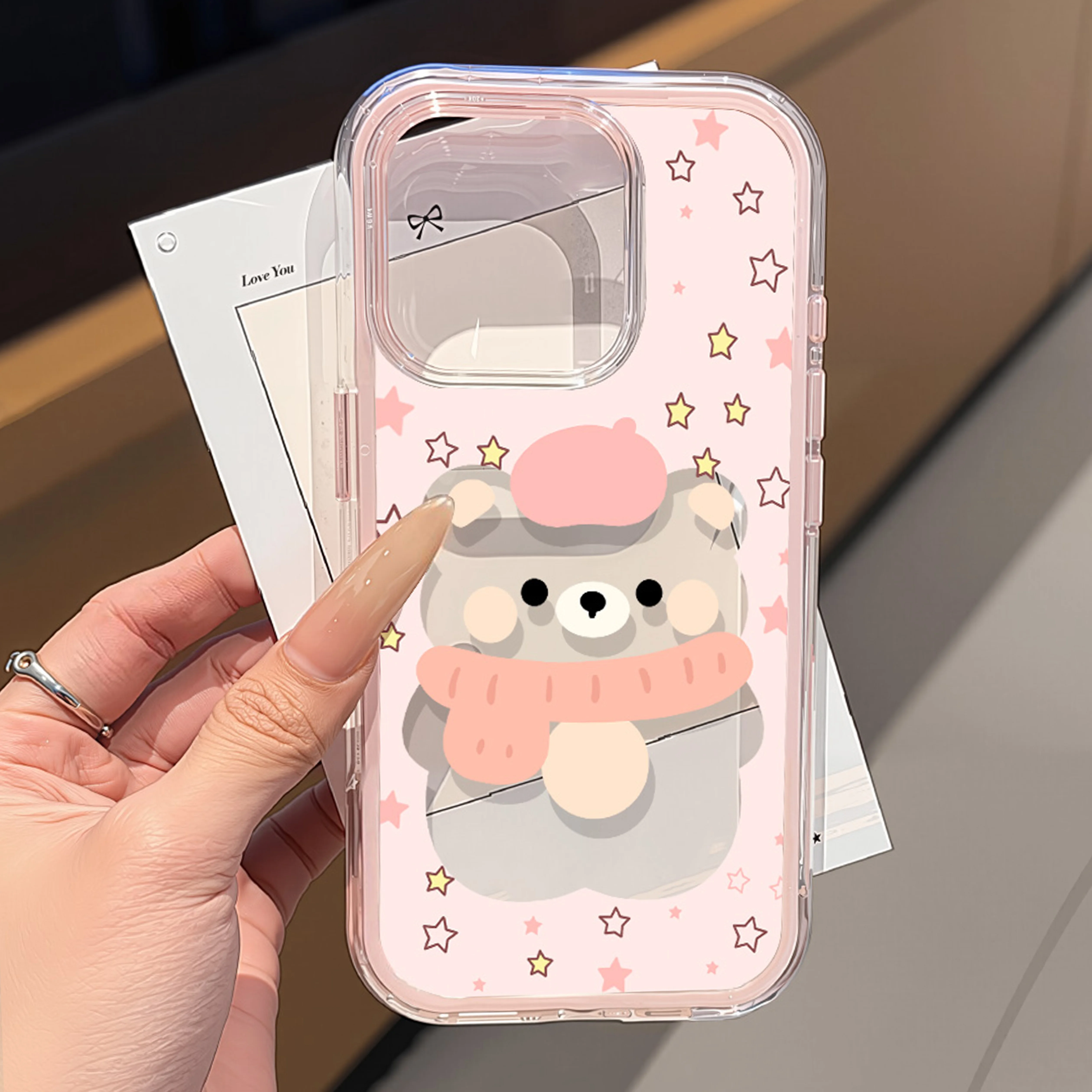 Cute Cartoon Bear Bumper Phone Case For Samsung Galaxy A17 A07 A26 A57 A56 A55 A37 A36 Case S26 Ultra S25 S24 S23 S22 Back Cover