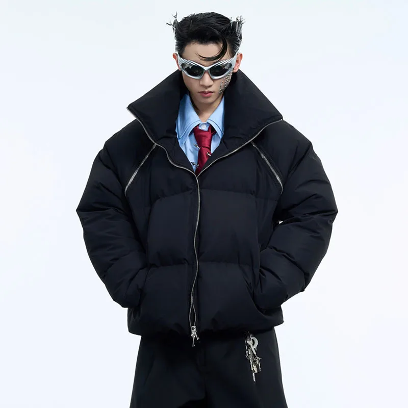 LUZHEN Niche Zipper Design Short Thick Down Jacket Stand Up Collar Warm Multifunctional Wearing Fashion Male Cold Coat LZ7312