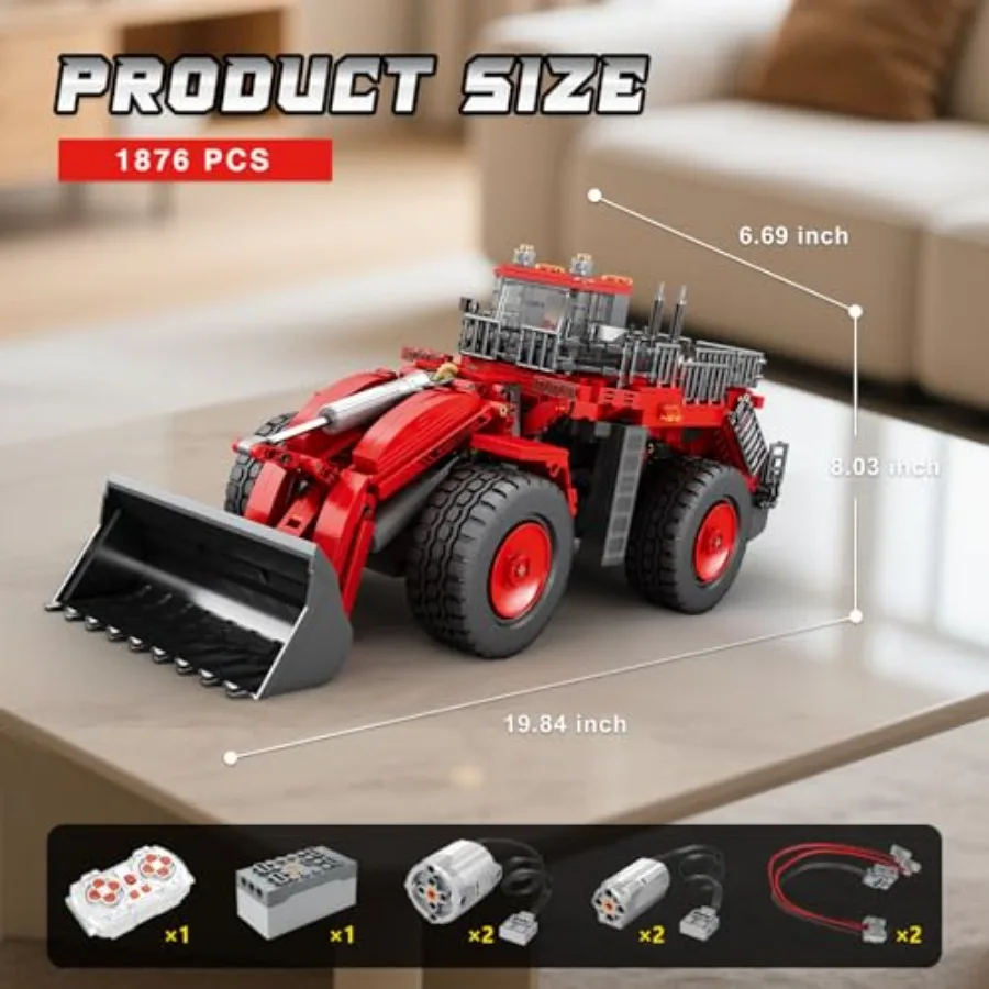 Bulldozer Building Blocks Set 22010 Engineering Vehicle Model Kit for Adults Remote Control Excavator Toy with 4Wheel Drive Gif
