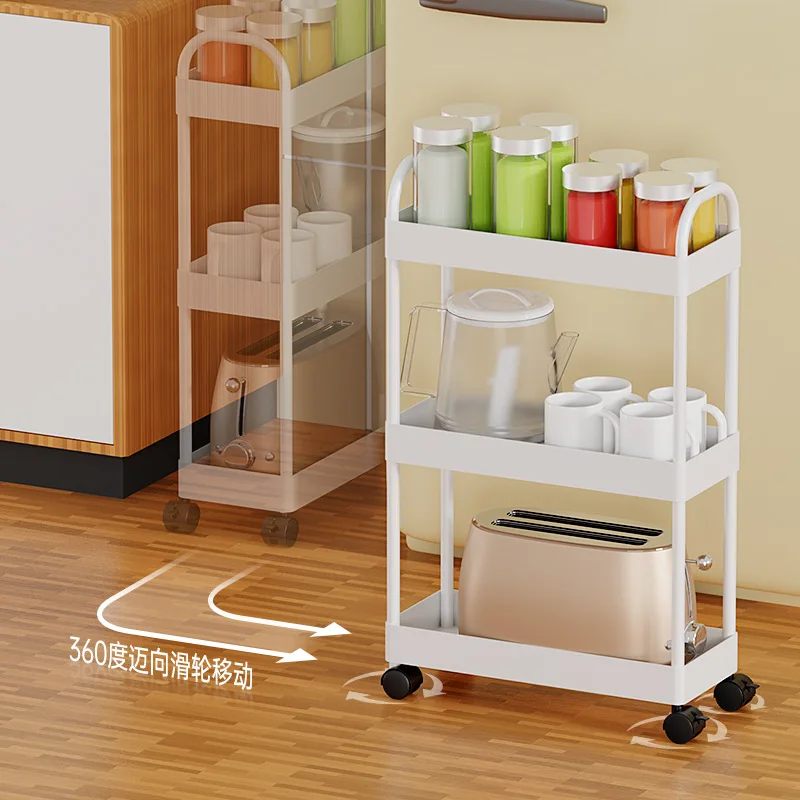 

Iron Gap Storage Rack Kitchen Bathroom Floor Multi-Layer Storage Rack Gap Article Storage Shelf