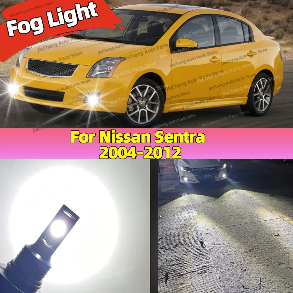 

2X LED Car Fog Lights Bulbs 25000LM Fog Lamps 6000K PLug and Play For Nissan Sentra 2004 2005 2006 2007 2008 2009 2010 2011 2012