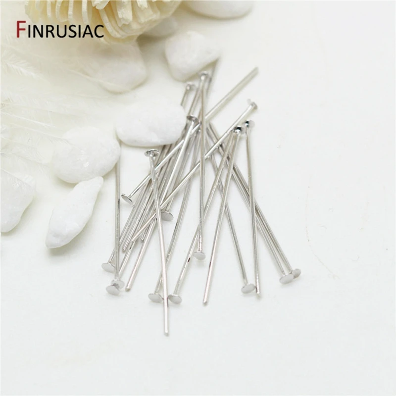 Supplies For Jewelry 14K Real Gold Plated Flat Head Pins DIY Jewellery Making Components 50pcs/lot Promotion