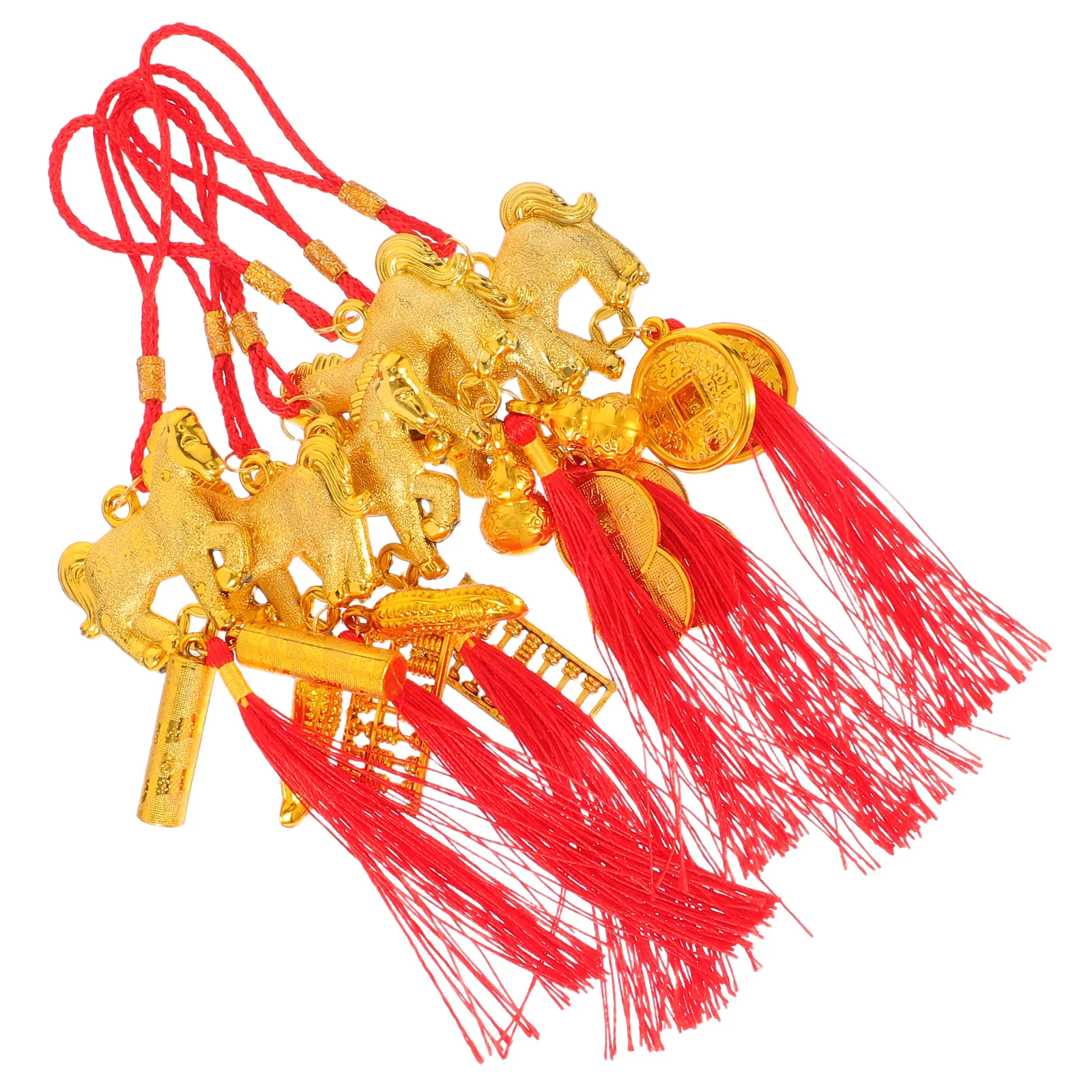 

6Pcs Horse Year Red Tassel Hangings Chinese Knots Festive Decor for Home Office Door Tree Lucky Fortune Spring Festival