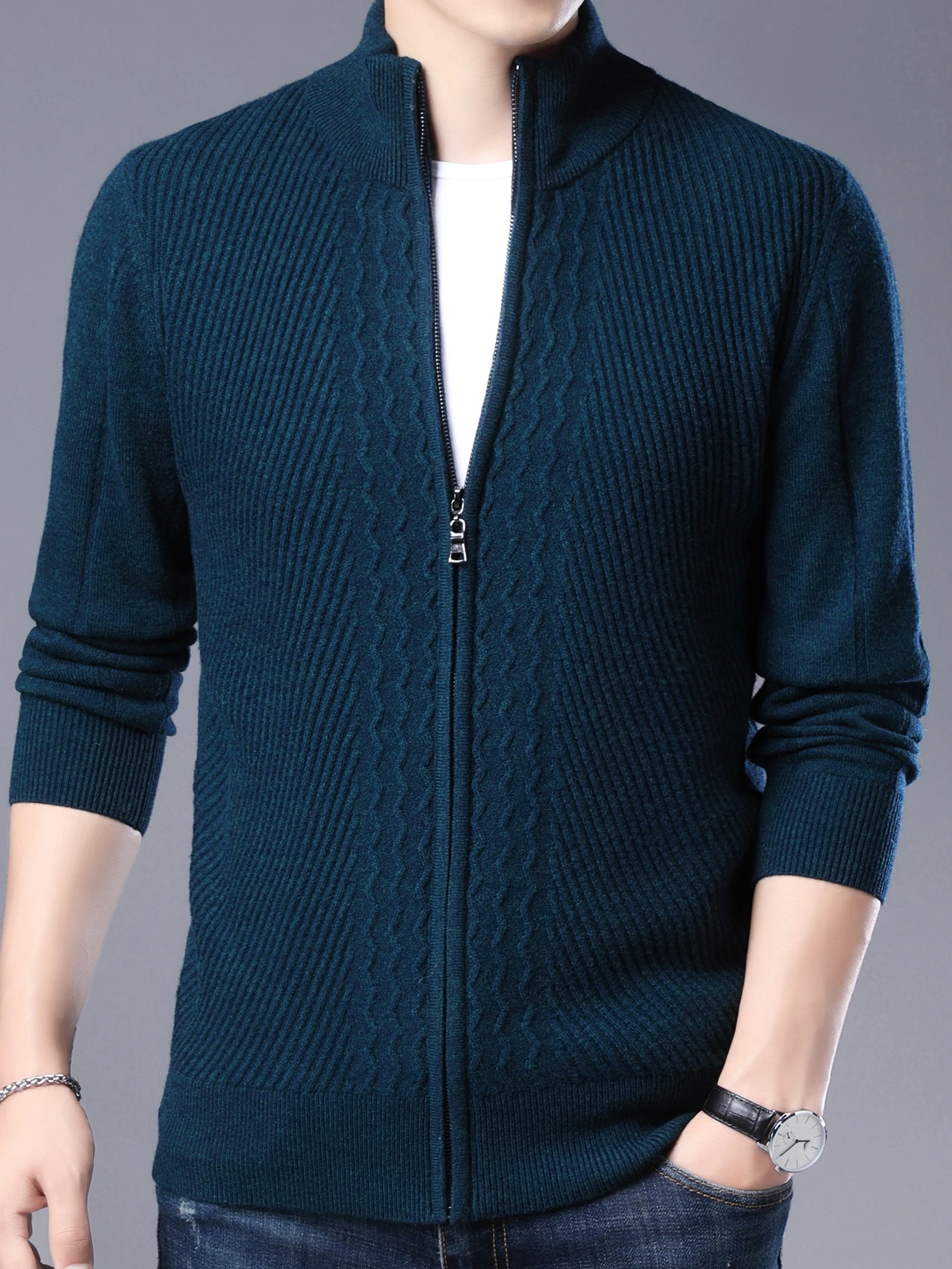 Mens Winter Cardigan zipper Sweater Male Knitted  thick Winter Korean Style Fashion Casual Knitted men Sweatercoats