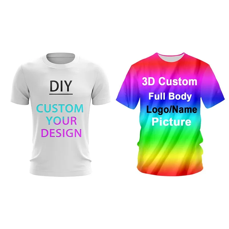 Customized T Shirt Custom Tshirt 3D All Cover Print Professional Your Own Logo Text Photo Male Personalized Premium Gift T-shirt