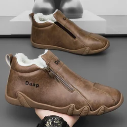Luxury Men Leather Shoes Designer Slip on With Fur Loafers Casual Ankle Boots Comfort Walking Sneakers Driving Shoes Moccasins