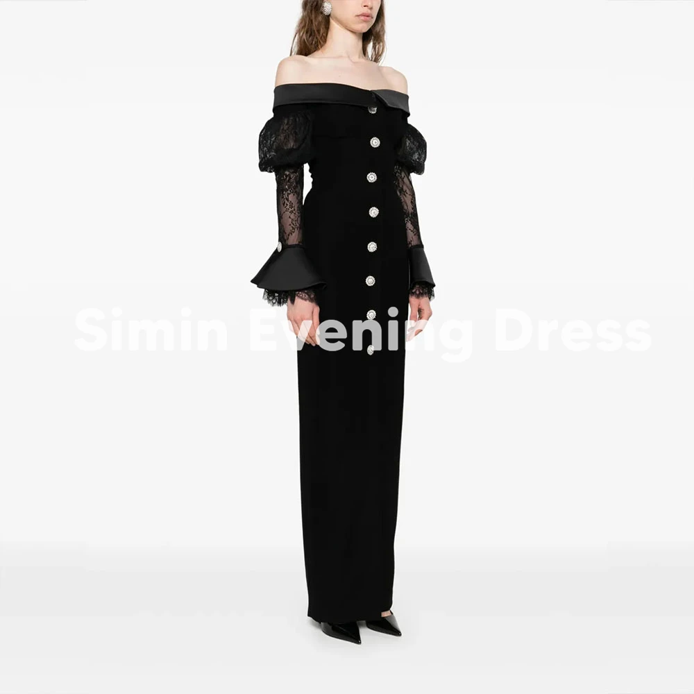

Simin женские прямые вечерние платья на пуговицах с открытыми плечами и длинными рукавами, элегантные платья длиной до пола 2026