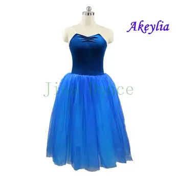 Azul verde longo estilo romântico ballet dança traje macio tule tutu rosa vermelho vestido de bailarina para criança e adulto