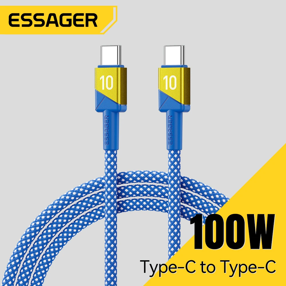 

Essager 100W Type C to Type C Fast Charging Cable for iPhone 17 16 Macbook iPad Samsung Xiaomi USB C Football Team Colors Wire