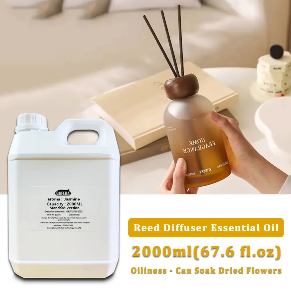 GAFERA 2000ML (67.6 fl.oz) Jasmine Aromatherapy Diffuser Oil Refill Essential Oil - For Reed Diffuser & Fireless Aroma Diffuser