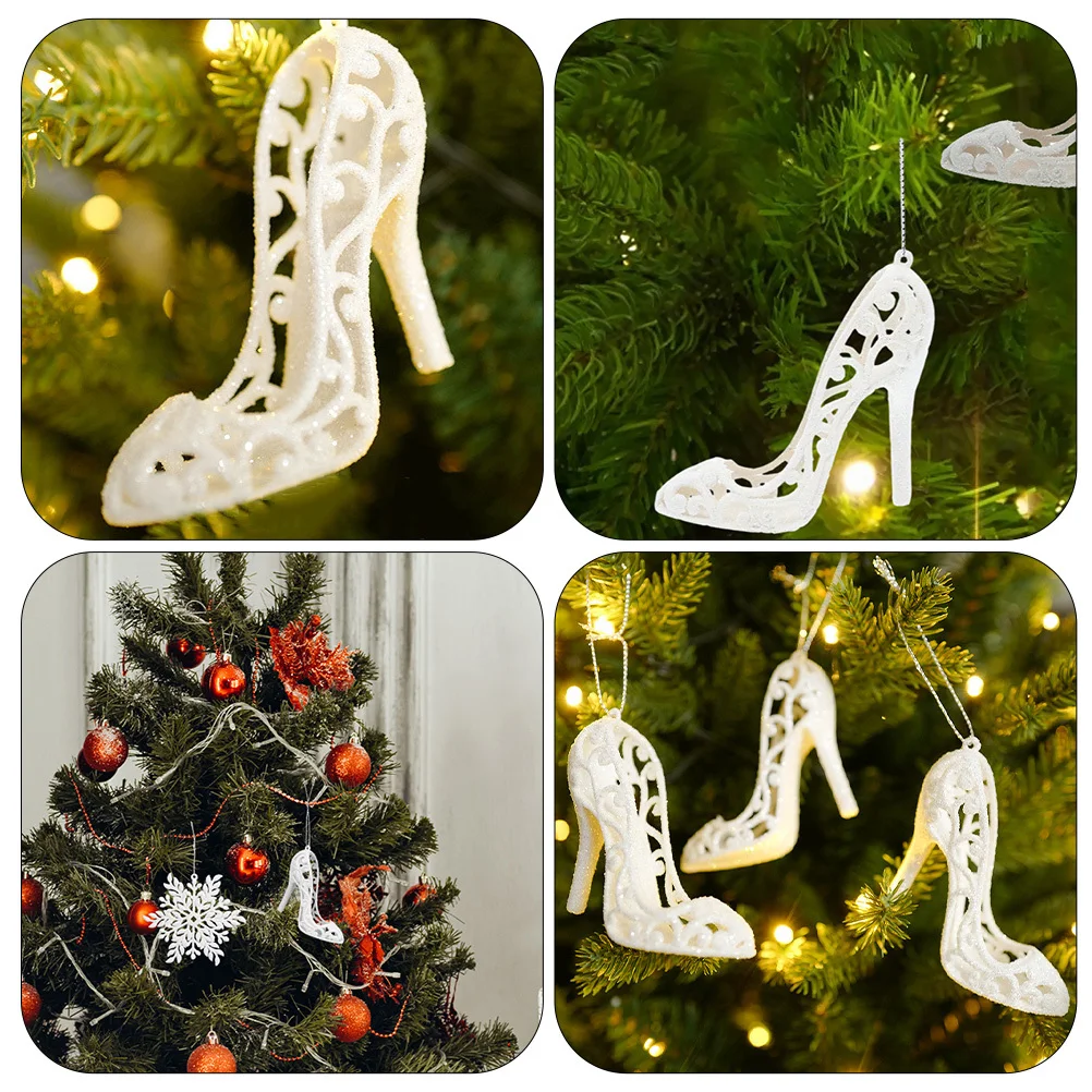 

6pcs Christmas Tree Hanging Ornaments High Heeled Shoes Pendant Xmas Party Decor Holiday Decoration Festive Adornments Home