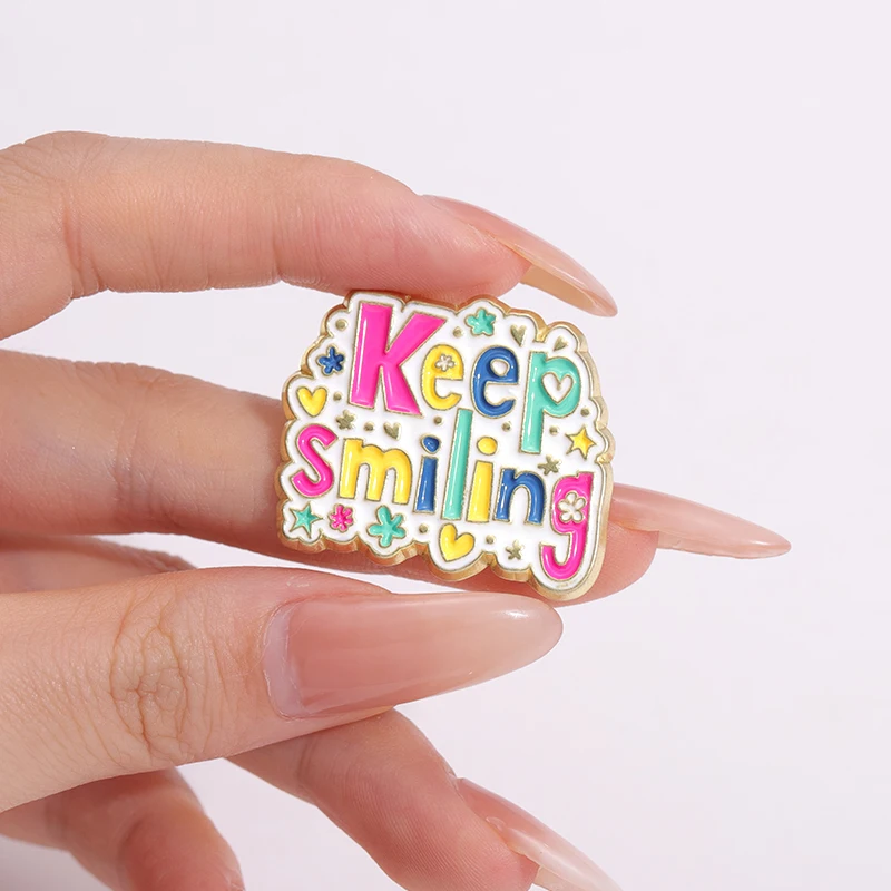 Rainbow Palette Art Board Enamel Pins Keep Smiling Keep Reading Keep Creating Brooch Lapel Badges Funny Jewelry Gift For Friends