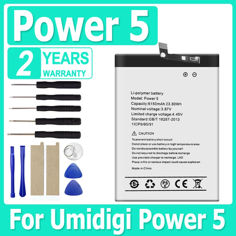 

Brand-New Power5 6150mAh Battery For UMI Umidigi Power 5 Bison X10 Bison X10 Pro phone Batteries + Free Tools