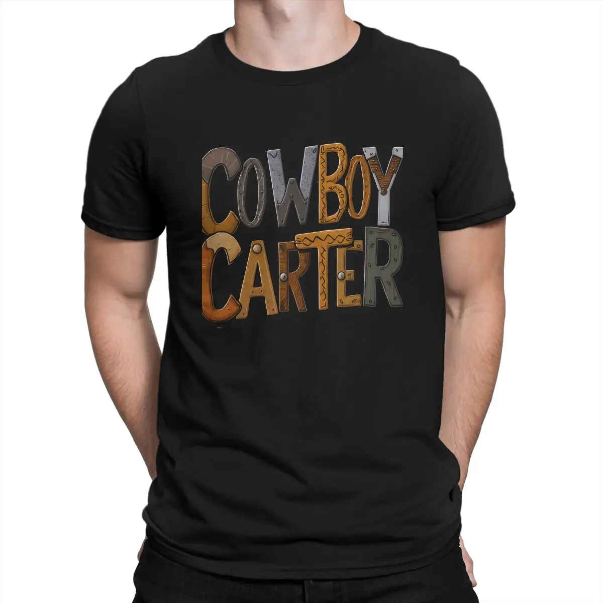 Crazy Cool Sign T-Shirts Men O Neck Pure Cotton T Shirts Cowboy Carter Short Sleeve Tee Shirt Party Clothing