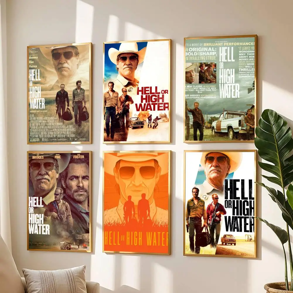 classic movie H-Hell or High Water 2016-R Painting Calligraphy Boho Botanical Decor for Living Room  Elegant Home Style