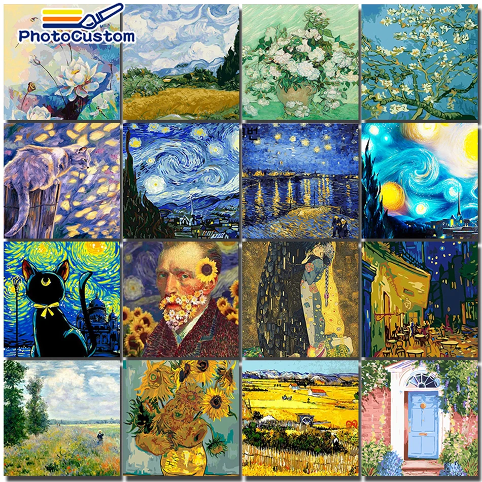 Van Gogh pittura per numero immagine a olio su tela kit fai da te pittura acrilica paesaggio figura disegno colorazione per numero decorazioni per la casa