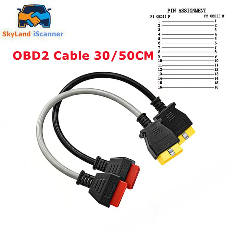 Durable OBD2 Extension Cable 30/50cm OBD 2 16 Pin Male to Female Car OBDII Extension Cable Connector Adapter