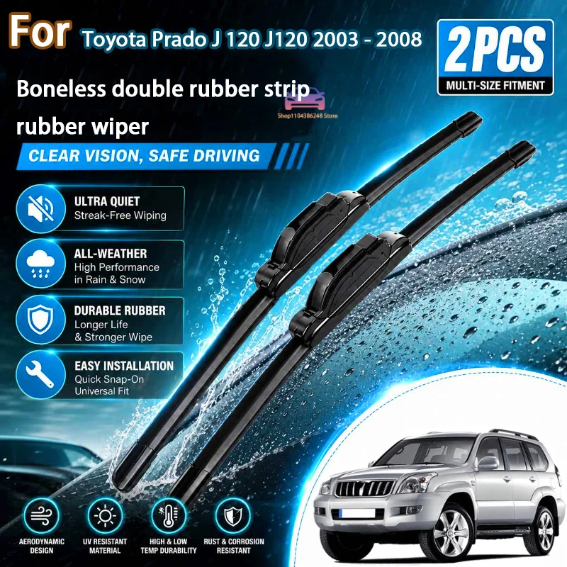

Front Wiper Blades For Toyota Prado J 120 J120 2003 - 2008 Windshield Windscreen Window Rain Brushes 22"+21" Modification Parts