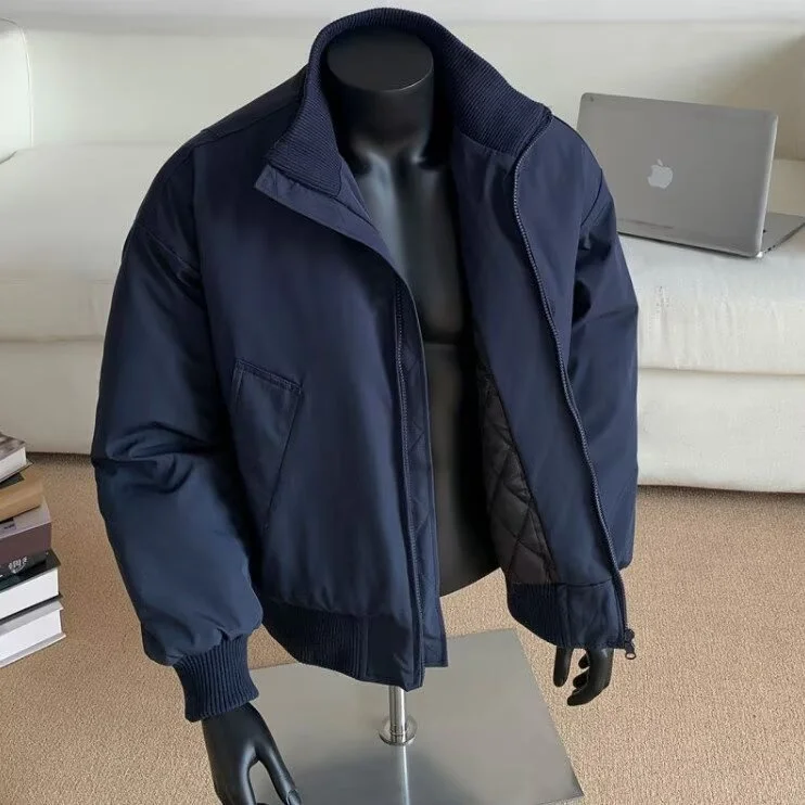 

Осенне-зимняя мужская куртка большого размера в американском стиле с воротником-стойкой, из хлопка, для работы и повседневной носки, универсальная верхняя одежда