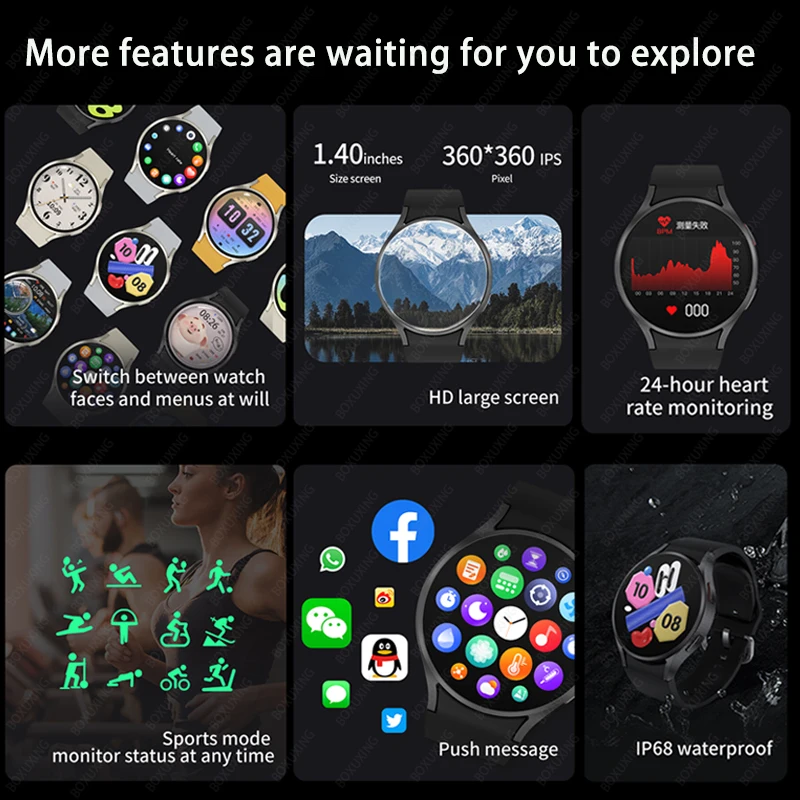 2024 New GPS Track For Samsung Galaxy Watch 6 Smart Watch Men Amoled Always Display Body Temperature Clock BT Talk Smart Watch