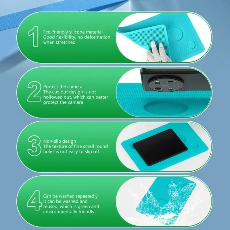 Y1UB Screen Protector Squeegee Installation Kits Protective Silicone Mat for Electronic Device Stability & Scratch Prevention