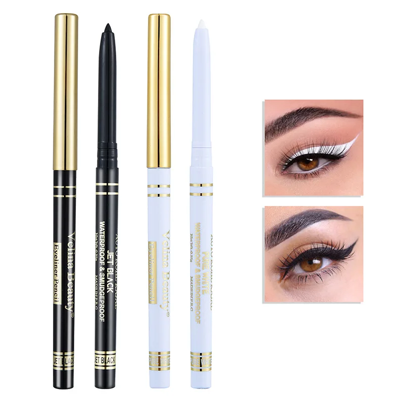 Crayon gel eye-liner longue durée pour femme, étanche, facile à porter, noir, blanc, stylo à doublure lisse, outils de maquillage professionnels pour les yeux, 256