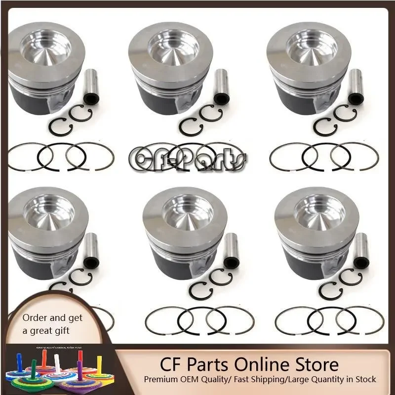 New 6 Sets STD Piston Kit With Ring 04285673 04501382 Fit For Volvo D6E Engine 98MM