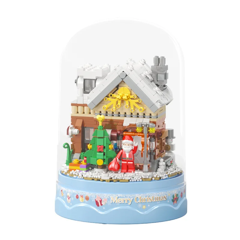 800Pcs คริสต์มาสกล่องดนตรีบล็อกตัวต่อ DIY ประกอบ Snow House อิฐ Santa Claus ของขวัญเด็ก Xmas วันเกิด