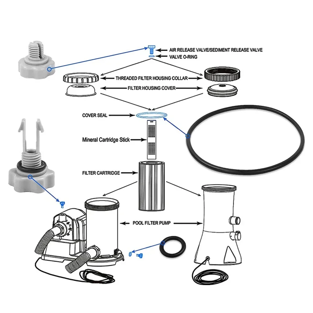 1/3pcs For Intex 10725 10264 Air Release Valve O Rings 25004/2500 Filter Pump Valve And O Ring Pool Replacement Part Accessories images - 6